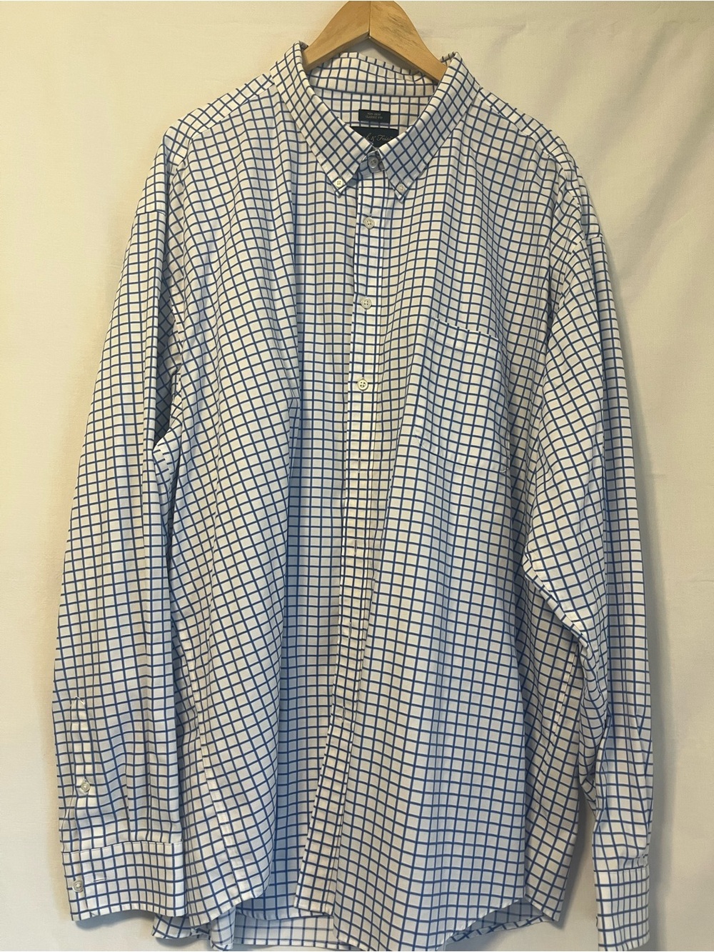Joseph & Feiss Blue Grid on White Button-Down Shirt